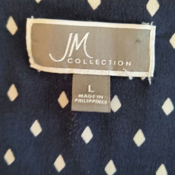 JM Collection Tunic Top Women's Sz L Blue Mixed Print Angel Sleeve Popover - Picture 2 of 11